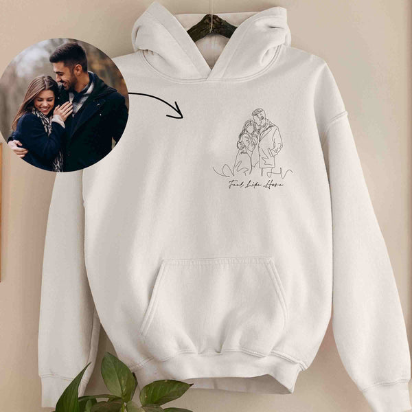 Custom Photo Line Drawing Embroidered Sweatshirt